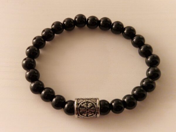 Schwarzes Turmalin Schutz-Armband mit Vegvisir