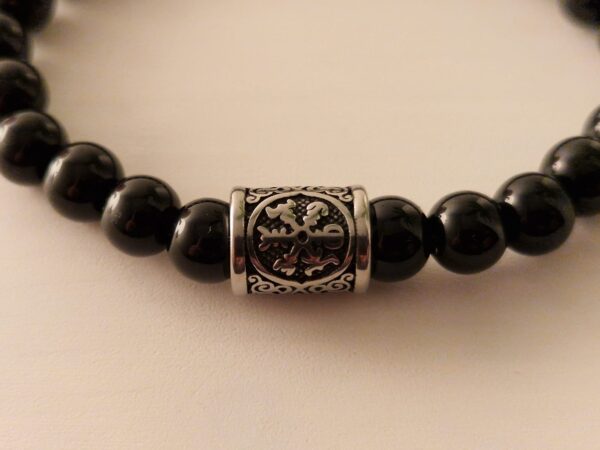 Schwarzes Turmalin Schutz-Armband mit Vegvisir – Bild 2