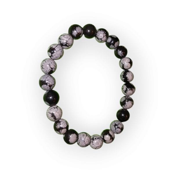 "Schneeflocken-Obsidian Armband: Magie der Stille und des Schutzes"