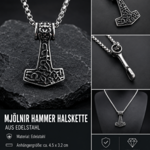 ⚒️ Mjölnir Halskette aus Edelstahl – Nordischer Thors Hammer