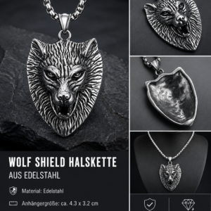 Fenrir Wolfskopf Halskette aus Edelstahl