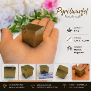 großer Pyritwürfel – Naturkristall aus Madan, Bulgarien (87 g)