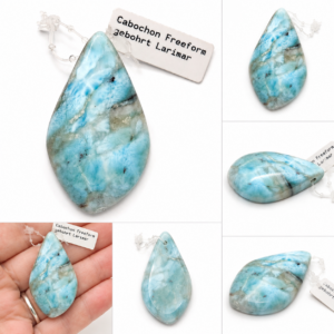 💙 Larimar Cabochon – gebohrt | Naturstein aus der Dominikanischen Republik