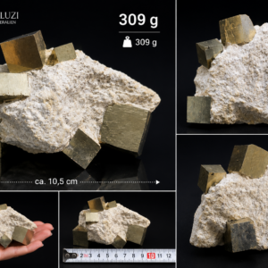 Natur-Pyritstufe mit großen Pyritwürfeln auf Matrix – Sammlerstück aus Madan, Bulgarien 309g